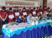 Disaksikan 16 Kurir, Polda Sumsel Musnahkan BB 11,7 Kg dan Sabu 1.317 Butir Ekstasi