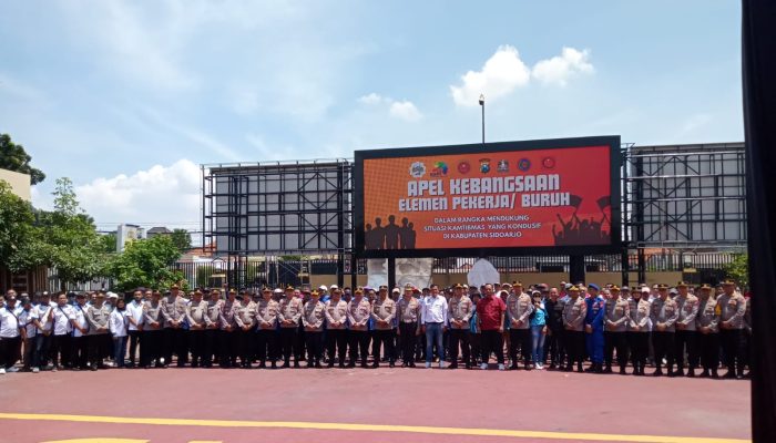 Sinergi Buruh dan Polri, Polresta Sidoarjo Gelar Apel Kebangsaan untuk Indonesia Damai