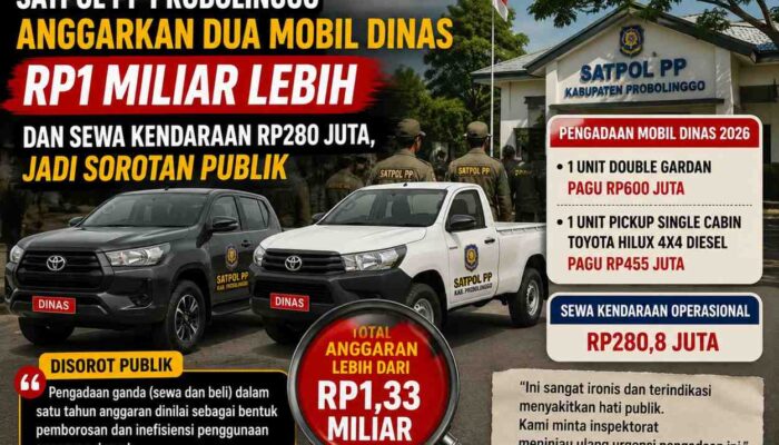 Di Tengah Efisiensi Anggaran, Satpol PP Probolinggo Belanja Dua Mobil Dinas Rp1 Miliar Lebih