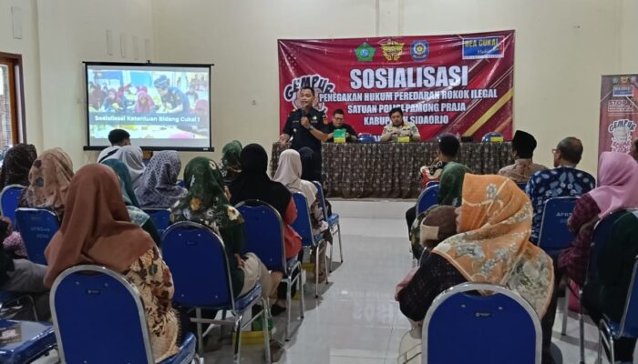 Satpol PP dan Bea Cukai Sidoarjo Gempur Rokok Ilegal di Wonoayu melalui Sosialisasi Cukai