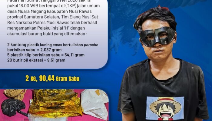 Polres Musi Rawas Gagalkan Peredaran 2 Kilogram Sabu, Klaim Selamatkan 10 Ribu Jiwa