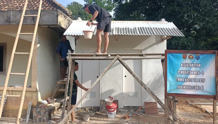 TMMD Ke-128 Kodim 0402/OKI Hampir Tuntas, Pembangunan 5 Unit MCK di Pematang Sukatani Capai 100 Persen