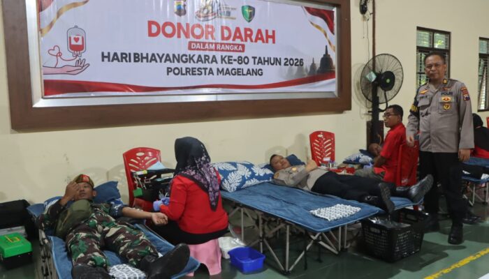 Donor Darah HUT Bhayangkara ke-80, Polresta Magelang Kumpulkan 133 Kantong Darah