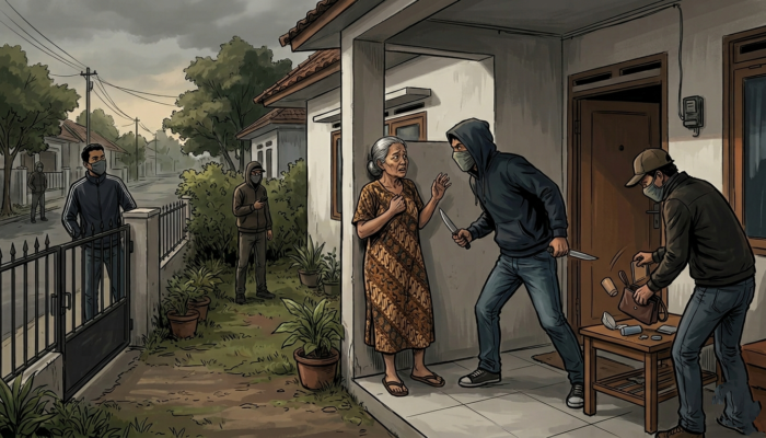 Sadis! Perampok Bersenjata Sikat Rp233 Juta Milik Nenek Pedagang Melinjo di Kebumen