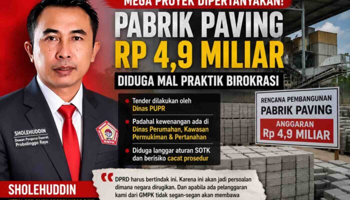 Mega Proyek Pabrik Paving Rp4,9 Miliar di Probolinggo Dipersoalkan, LSM Minta Bupati Batalkan Tender