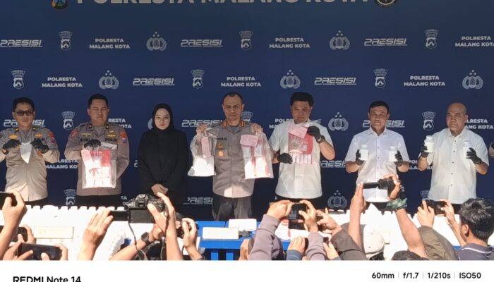 Polresta Malang Kota Bongkar Jaringan Narkoba Lintas Daerah, Sita 2 Kg Sabu dan 490 Ribu Pil Double L