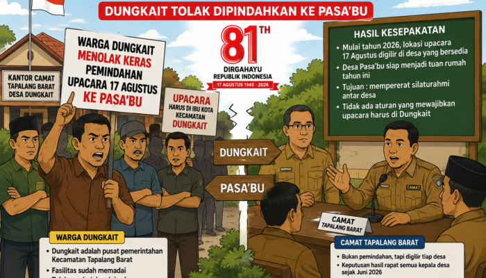 Warga Dungkait Protes Upacara HUT RI ke-81 Digelar di Pasa’bu, Camat Tegaskan Hanya Bergilir