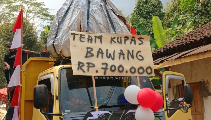 Karnaval Banyuasin Kembaran Meriah, Mobil “Tim Pengupas Bawang” Jadi Sorotan