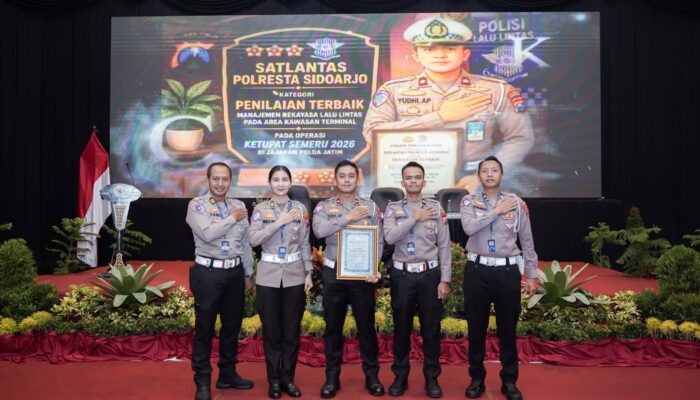 Satlantas Polresta Sidoarjo Raih Penilaian Terbaik Manajemen Lalu Lintas Kawasan Terminal