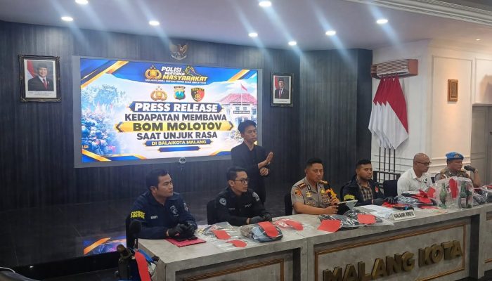 13 Orang Diamankan, Polisi Sita 4 Bom Molotov Saat Demo Mahasiswa di Malang